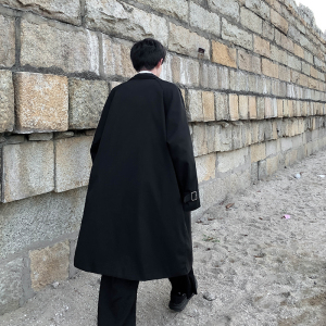 2021秋季风衣男中长款上衣韩版潮流ins宽松立领夹克大衣外套褂子图片