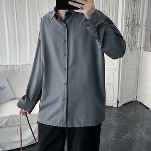 2021春款~垂感很仙的长袖衬衫男生港风情侣款百搭衬衣休闲外套图片