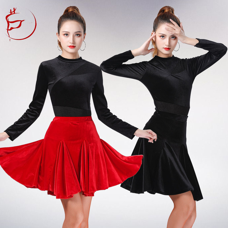 2022秋冬新款拉丁舞练功服女成年套装半身大摆裙丝绒广场舞演出服,运动/瑜伽/健身/球迷用品,拉丁舞练习套装,淘宝优惠券,粉丝福利购,淘宝优惠卷