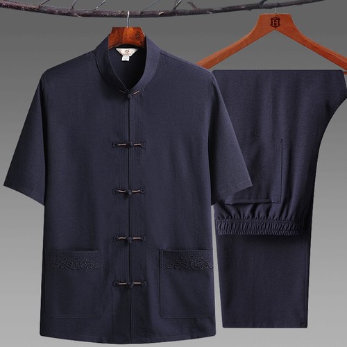 中老年人棉麻衬衫爸爸太极服唐装