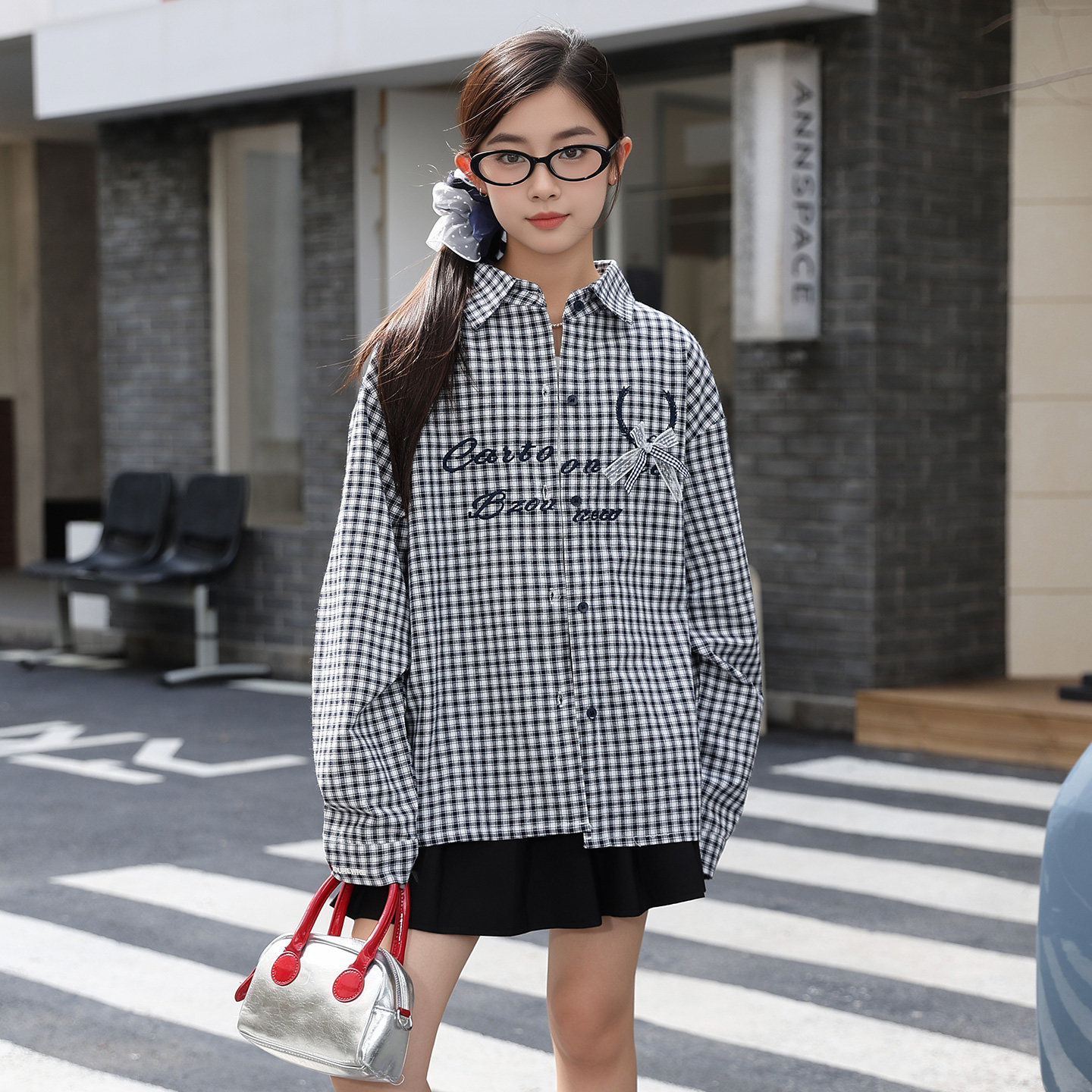 女童微胖衬衫春秋装加肥加大码宽衬衫