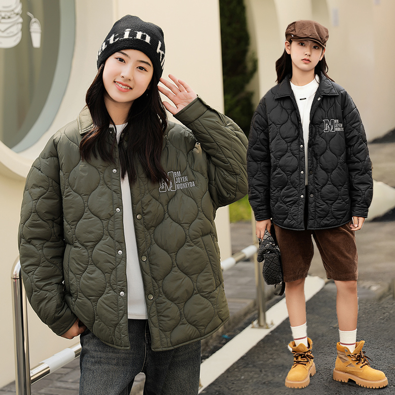 胖女童轻薄棉衣内胆夹棉外套加肥加大初中生校服神器棉服偏胖女孩