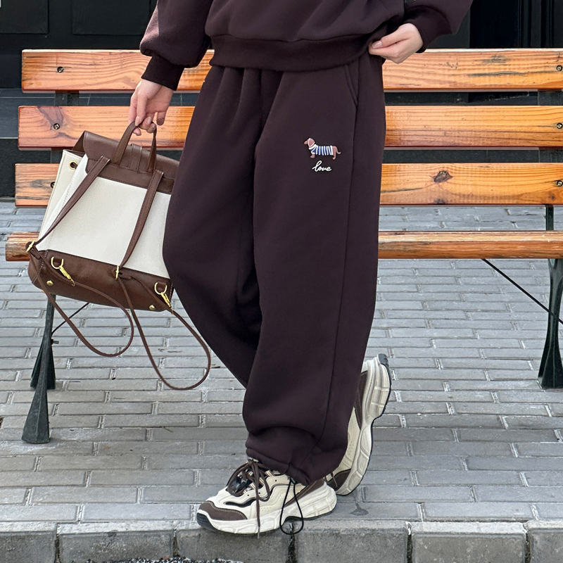 女童微胖加绒运动裤大童加肥加大码宽松束脚裤休闲卫裤初中学生裤