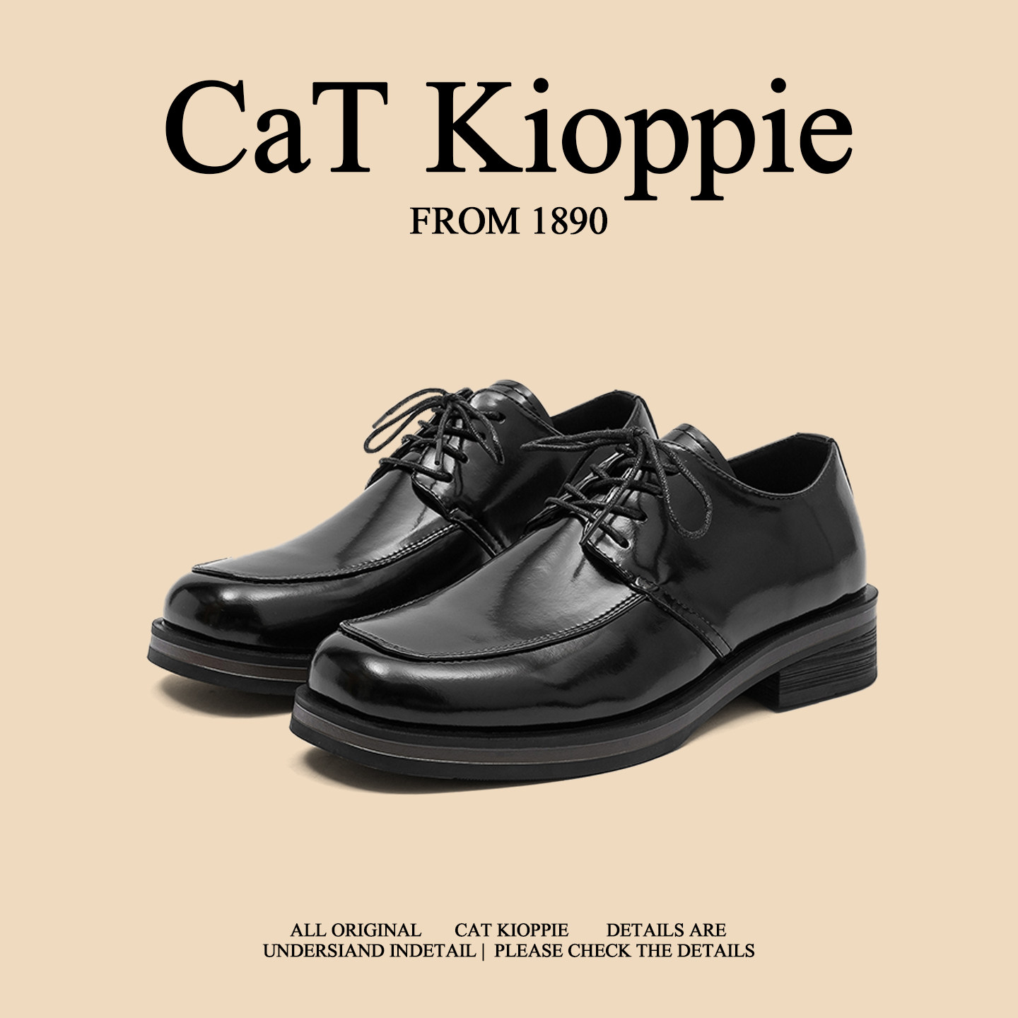 【优选好货】CaT Kioppie英伦风皮鞋男黑色系带德比鞋高级感男鞋