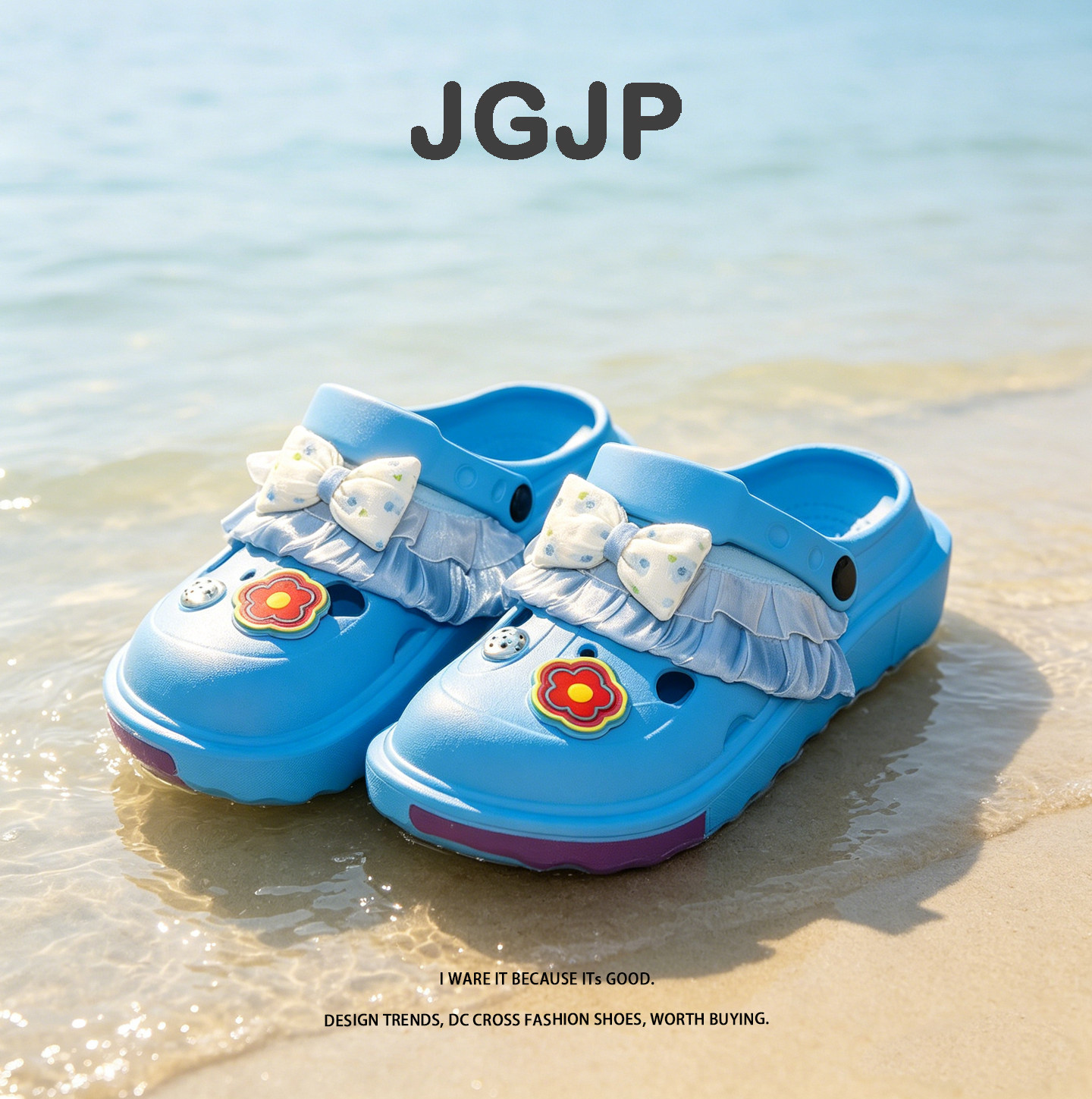 JGJP女生防滑厚底夏季芭蕾风凉鞋外穿一脚蹬时尚高颜值洞洞沙滩鞋