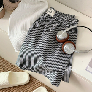 休闲居家少女夏季 韩国同步 慵懒韩系条纹短裤 ins风宽松短裤 睡裤