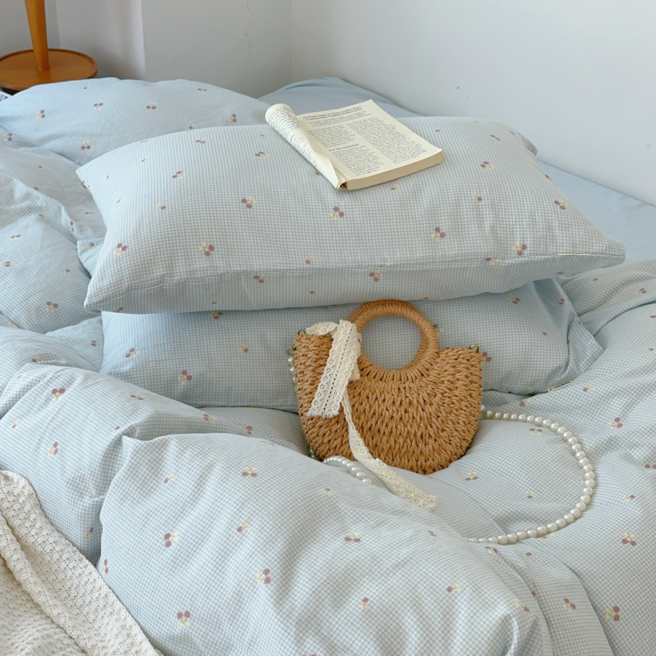 樱桃全棉双层纱A类母婴纯棉床上用品单双人三四件套亲肤柔软定制