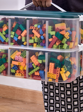 乐高积木收纳盒儿童玩具大小颗粒零件分拣分层类桌面整理箱子神器