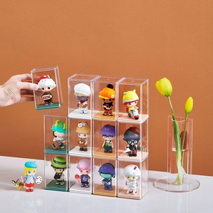 乐高手办收纳展示架单个泡泡玛特小公仔防尘透明亚克力盲盒收纳盒