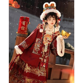 青殿下原创新款 拜年服成人汉服女冬装 云肩红色马面裙新年明制婚服