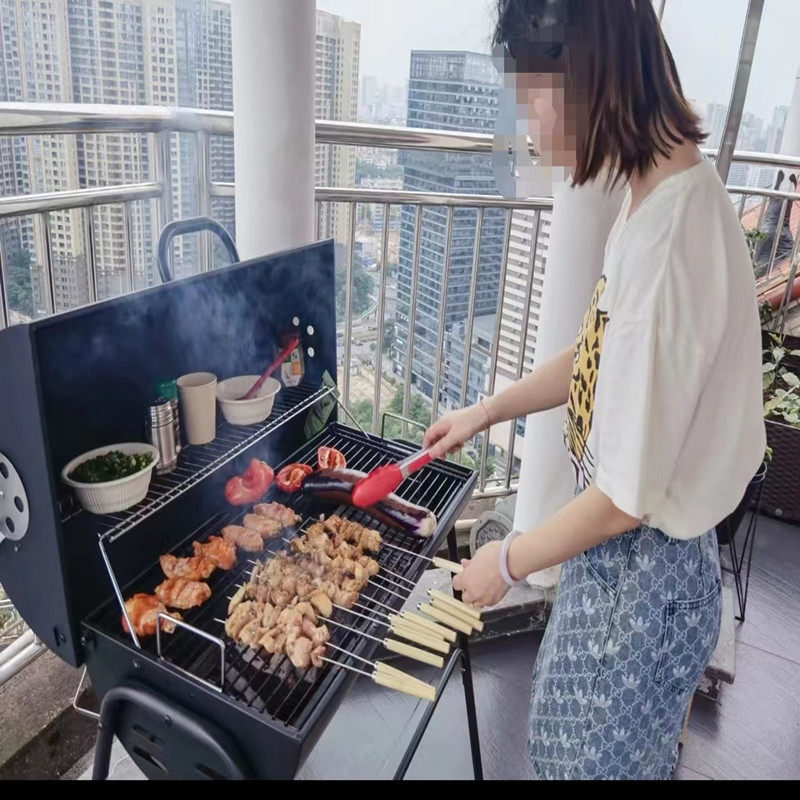 家用户外木炭烧烤炉油桶烤炉10人以上烧烤炉简易碳炉别墅庭院烤炉