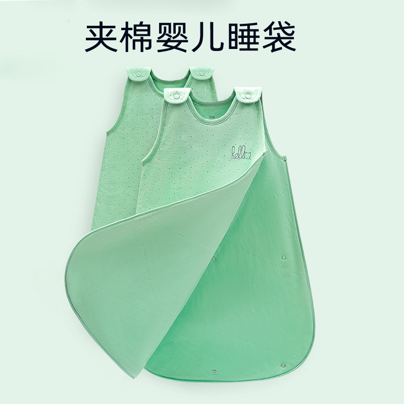 睡袋婴儿秋冬款3个月一岁宝宝冬季加棉儿童秋季连体睡衣防踢被