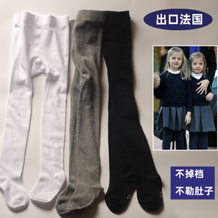 春秋白色儿童连裤袜学生纯棉黑色连体袜纯色打底袜大屁屁裤袜女童