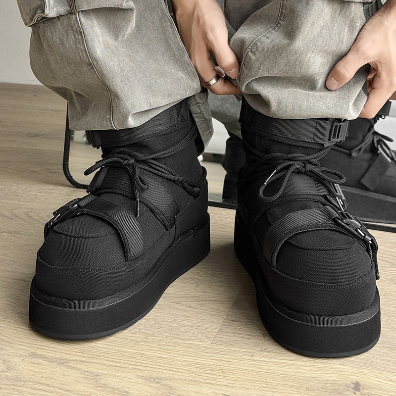 A258-HX9227-P158做旧加绒隐形内增高马丁靴战损厚底雪地7cm复古，男鞋马丁靴，电商A258