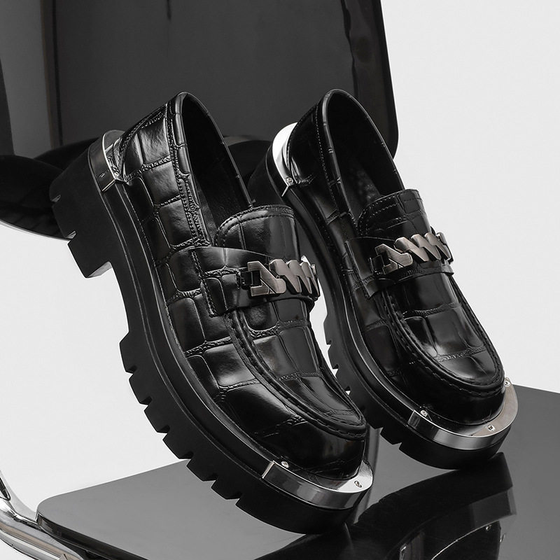 A258-QL52253-P115休闲鞋一脚蹬商务增高鳄鱼纹英伦小众经典皮鞋，男鞋休闲鞋，电商A258