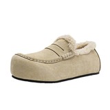 A258-QL52271-P25简约一脚蹬雪地靴时尚厚底棉拖方头加绒保暖棉鞋，男装棉衣，电商A258