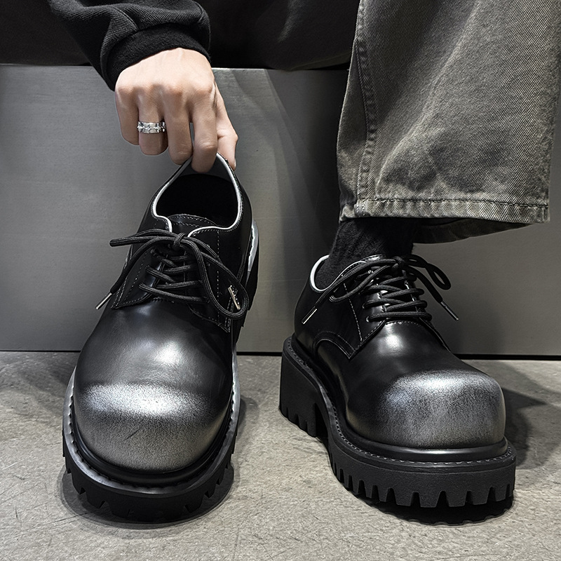 A258-QL73218-P135工装鞋隐形内增高通勤德比鞋英伦风厚底大头鞋，男装工装外套，电商A258