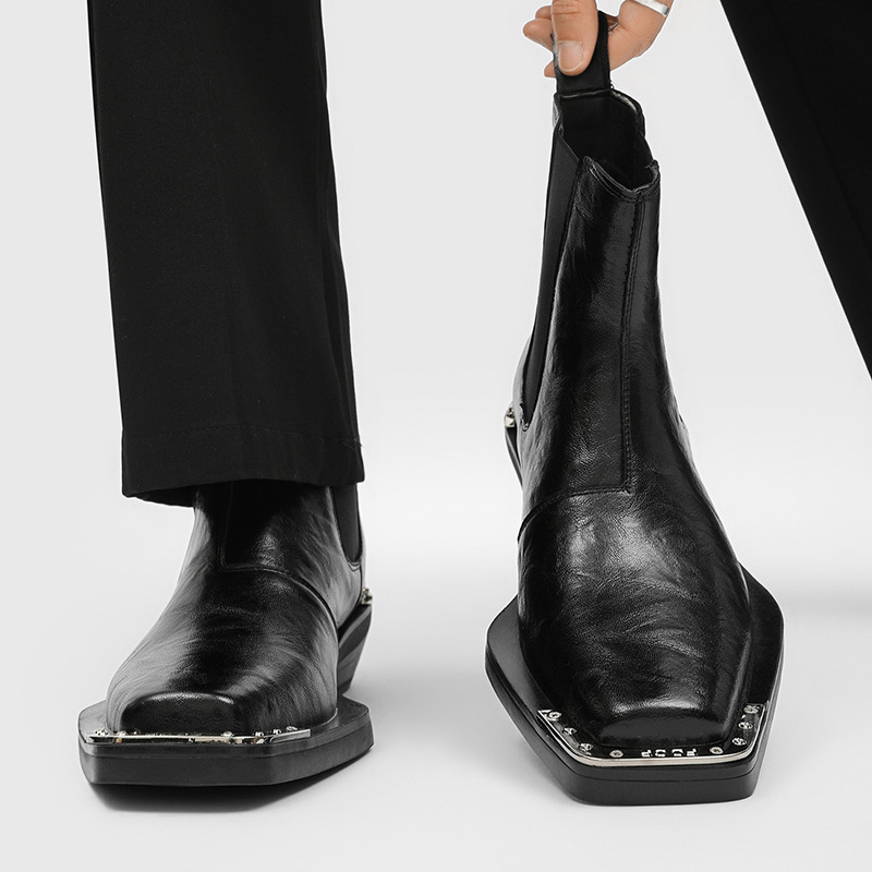 A258-QL54916-P138英伦风复古工装靴增高马丁靴休闲高跟切尔西靴，男装工装外套，电商A258