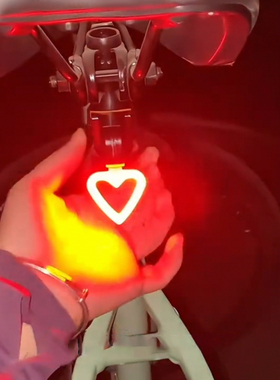 夜间骑行自行车灯爱心尾灯充电夜骑灯骑行灯警示装备配件车后灯