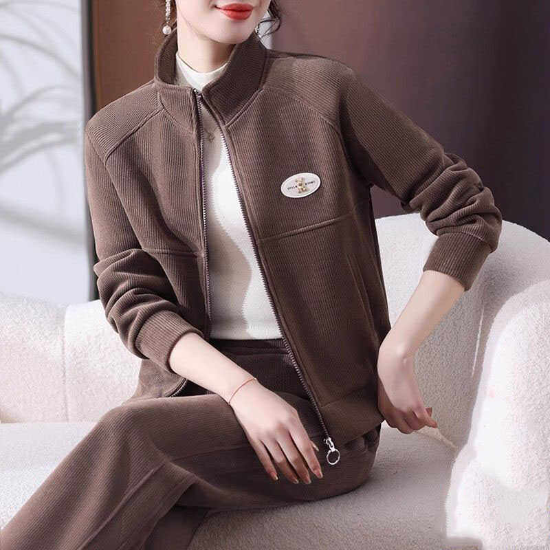 中年妈妈春装外套2024新款洋气中老年运动服套装女上衣春秋两件套