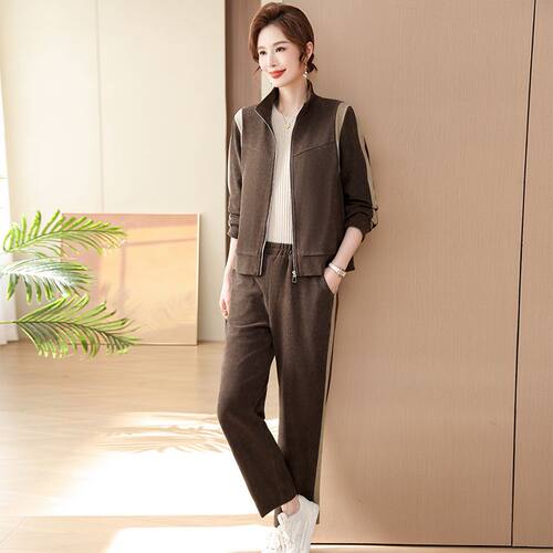 2025春秋大码妈妈中年休闲外套外套装宽松显瘦运动服套装女两件套