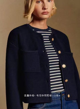 法国Sez@ne纯原秋冬款圆领开衫羊毛棉混纺女士羊毛衫厚实厚重外套