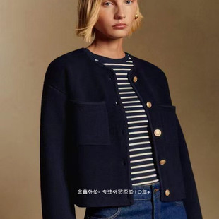 法国Sez@ne纯原秋冬款圆领开衫羊毛棉混纺女士羊毛衫厚实厚重外套