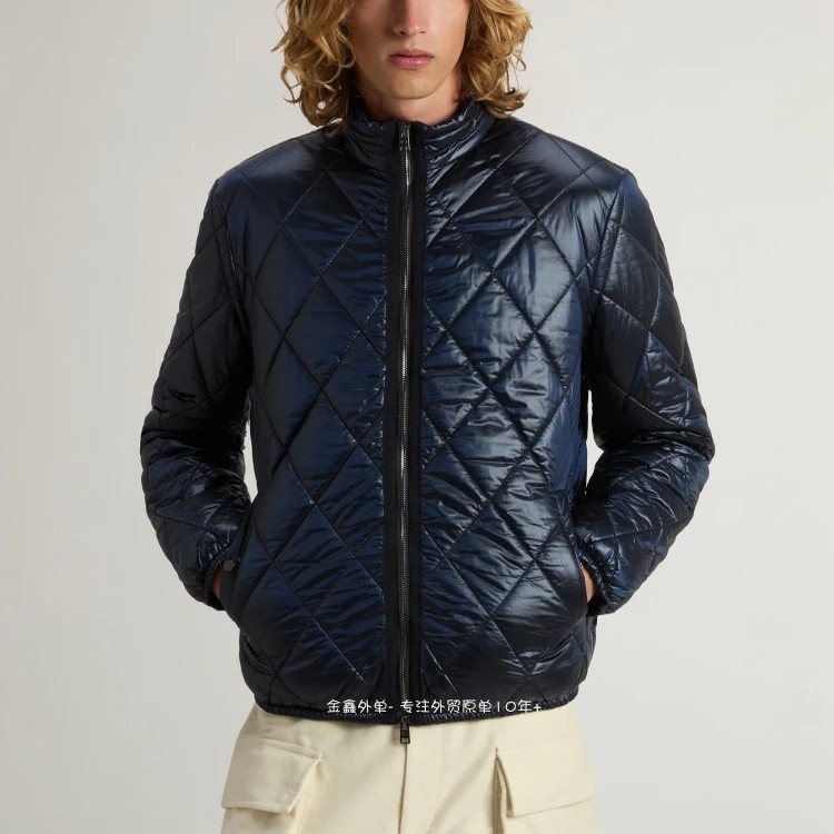 高端奢侈woolr*ch原单男士冬季保暖光面轻薄棉衣休闲商务夹克