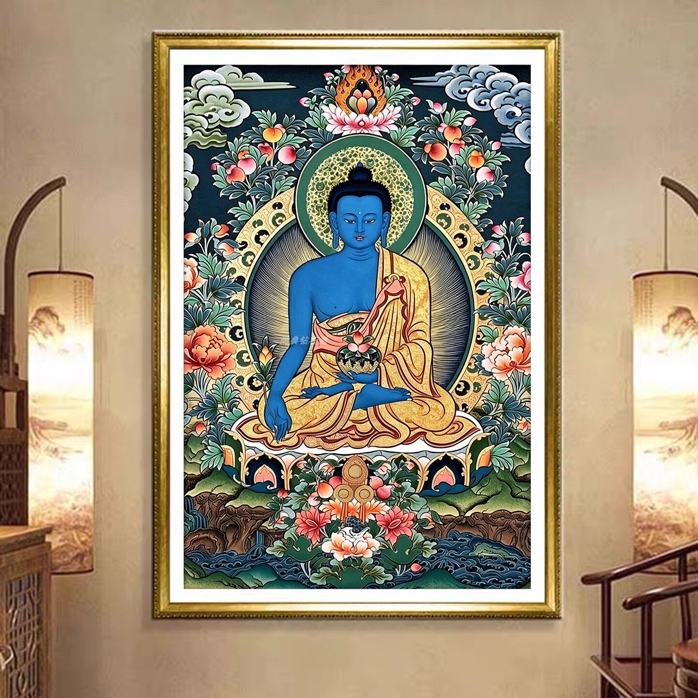 佛系DIY手工粘贴钻树脂方钻满钻钻石画贴钻砖石绣唐卡药师佛玄关