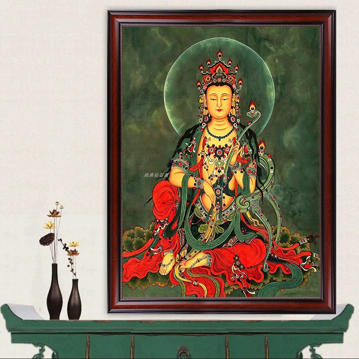 佛堂客厅DIY树脂方钻满钻钻石画贴钻砖石绣文殊菩萨竖版人物玄关