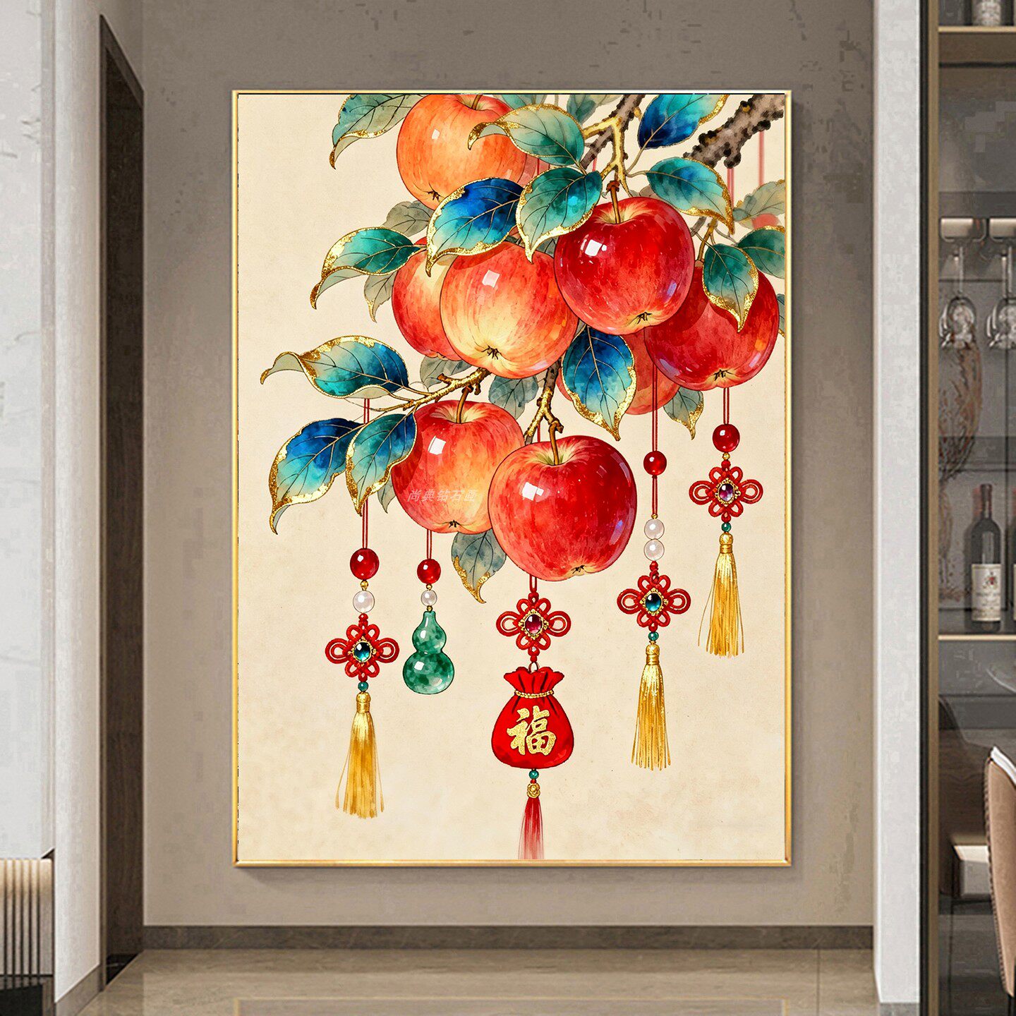 DIY手工贴钻方钻满钻钻石绣砖石画平平安安红苹果中国结福袋葫芦