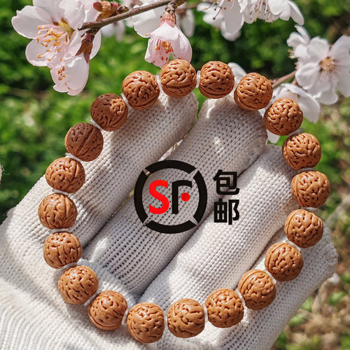 中条山野生脑纹桃核小金豆手串