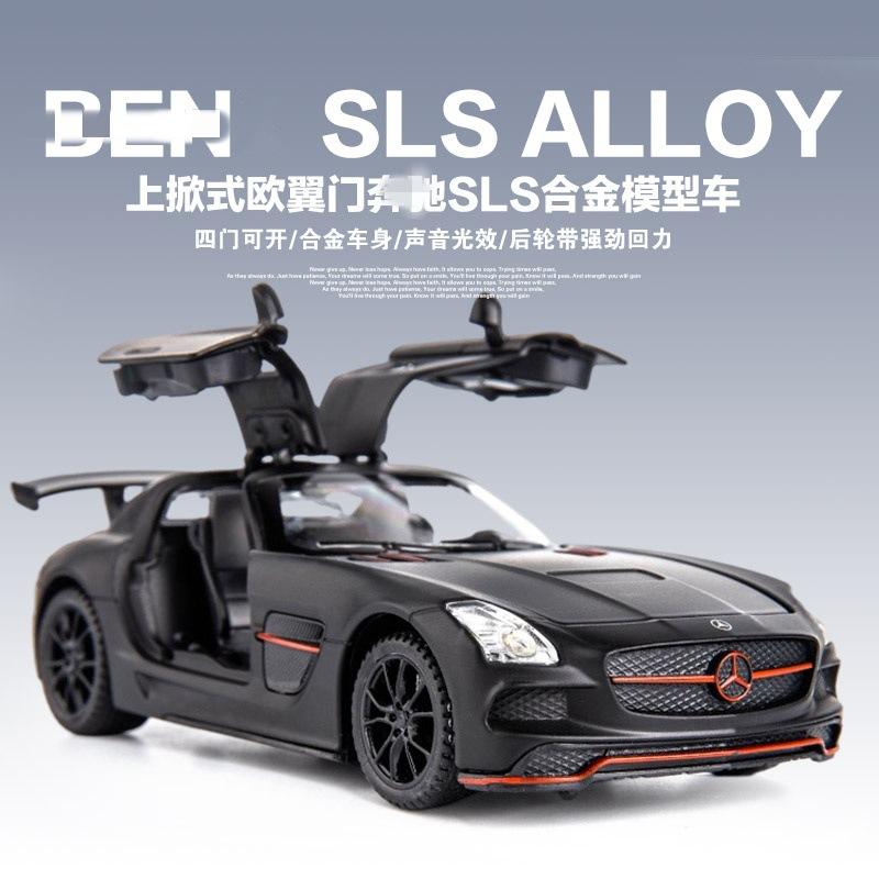 1:32大奔弛SLS合金车模型仿真声光跑车摆件儿童玩具小汽车男