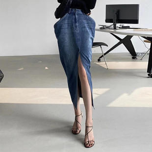 高腰大口袋女式 新款 半身裙女2026春季 款 倒三角牛仔裙 抖音网红热卖