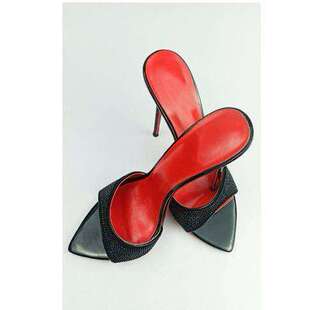 宴会高跟鞋 跨境时装 凉鞋 尖头黑色水钻细跟外贸女鞋 women heels