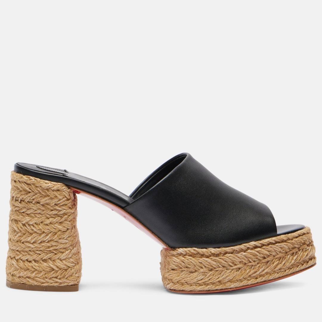 新款2025cl红底厚底鱼嘴凉鞋松糕草编防水台高跟凉拖鞋女外穿通勤