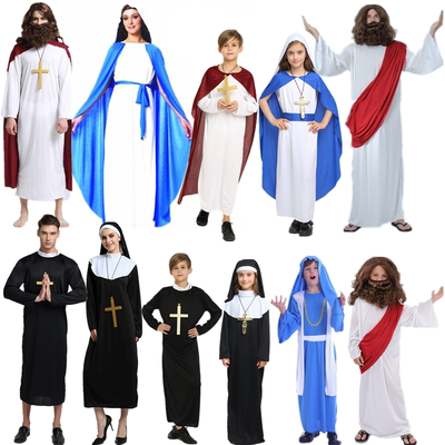 万圣复活节圣母修女表演衣服饰 成人男COS神父牧师传教士话剧装扮