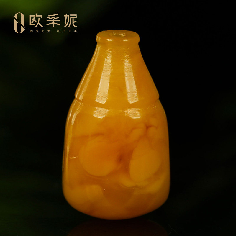 欧采妮老蜜蜡散珠琥珀满蜜妖花鸡油黄三通配珠佛珠文玩手串配件