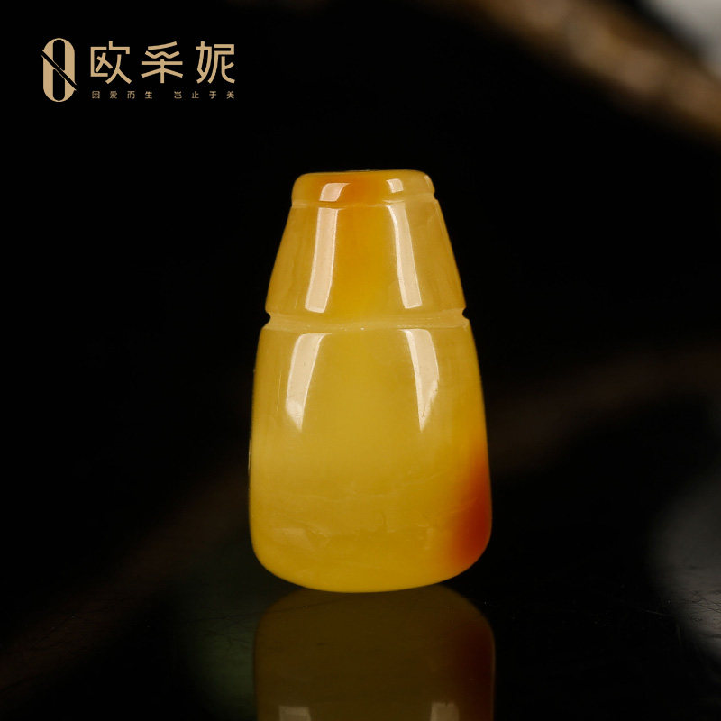 欧采妮蜜蜡三通散珠琥珀满蜜焦皮鸡油黄圆珠配珠佛珠文玩手串配件