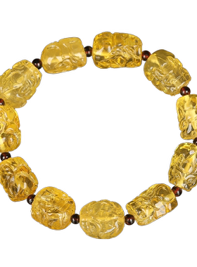 欧采妮金珀手串【一物一图一证】天然原石琥珀雕刻貔貅手链孤品