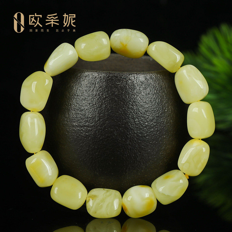 随行蜜蜡手串【白花蜜孤品手串】天然琥珀随型无优化手链文玩首饰