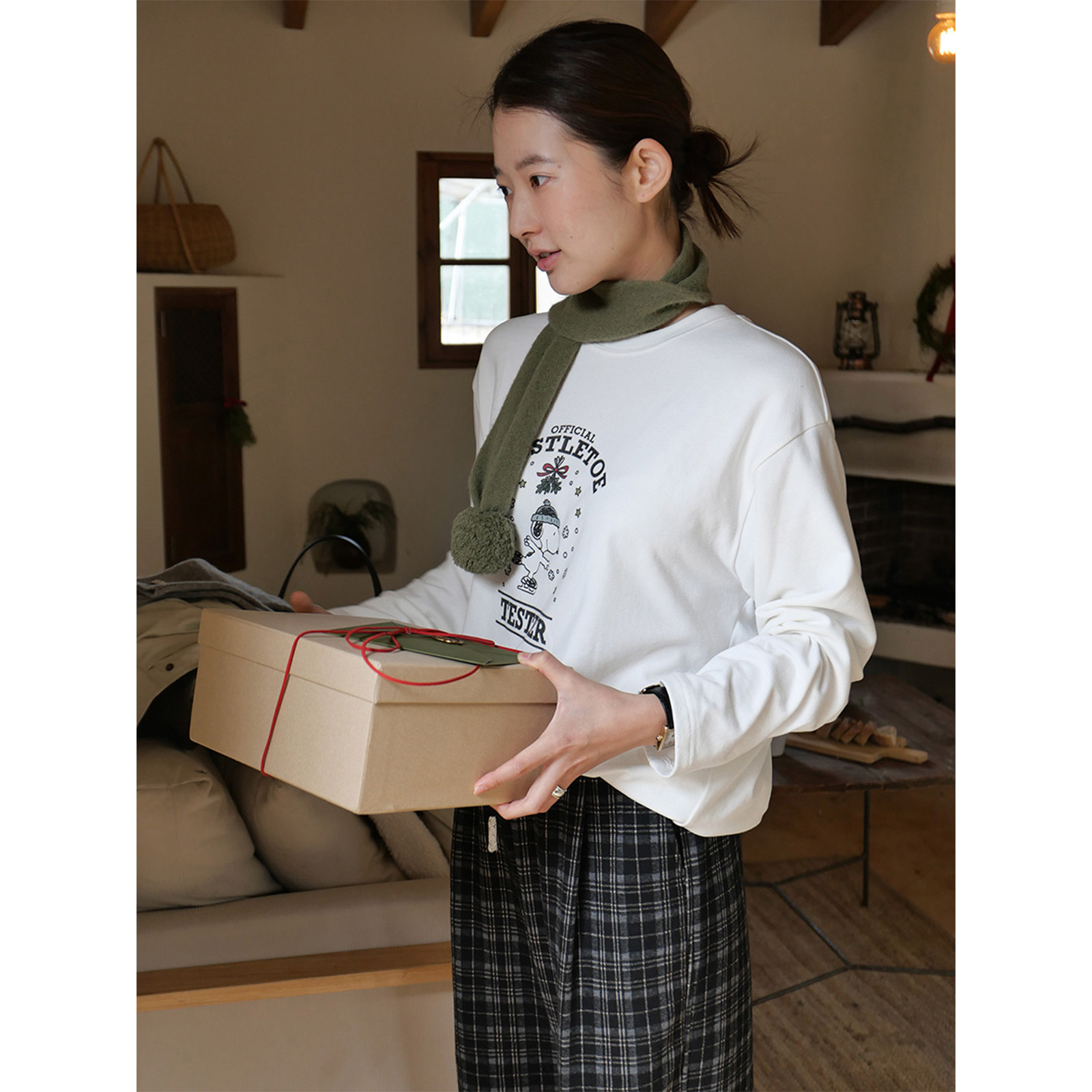 ACME GROUND拯救乏味小狗印花磨毛针织长袖T恤秋季亲肤舒适上衣