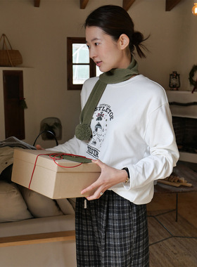 ACME GROUND拯救乏味小狗印花磨毛针织长袖T恤秋季亲肤舒适上衣