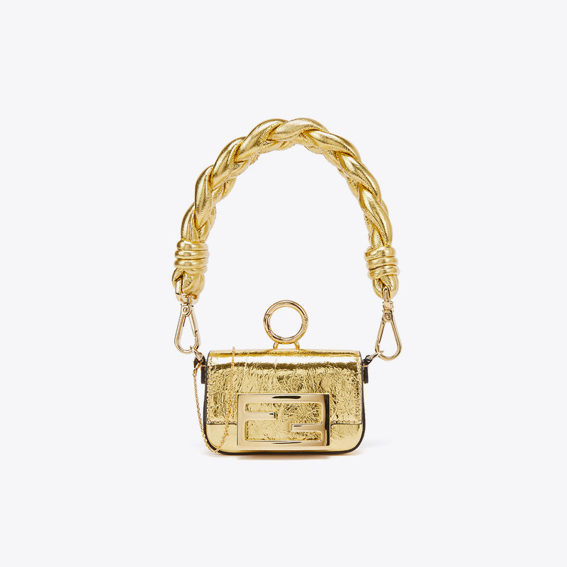 fendi 芬迪 女士金标ff标识logo潮流金色迷你手提包腋下包