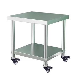 可移动工作台加厚不锈钢操作台微波炉烤箱收纳带轮子切菜台