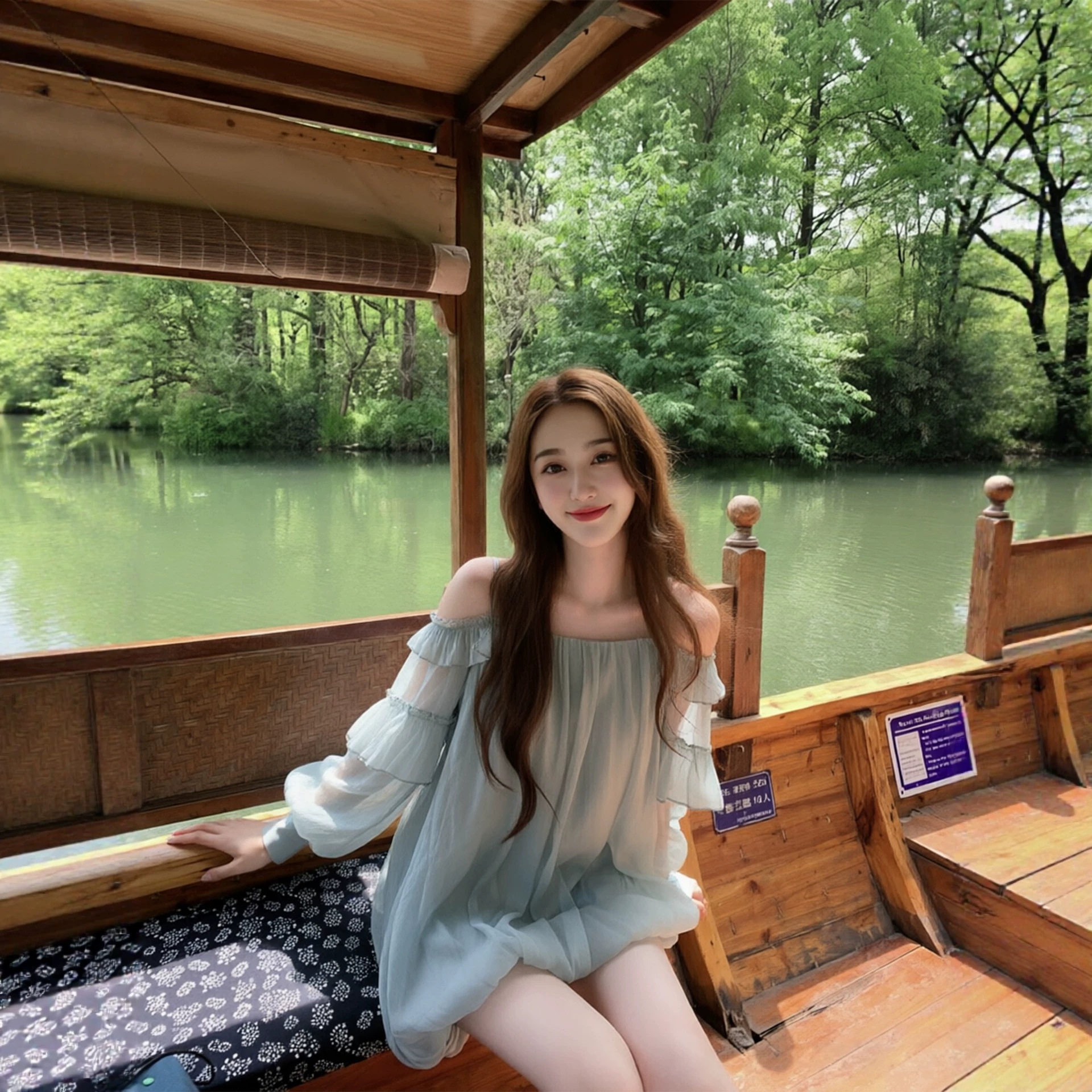 纯欲风清冷气质荷叶边花苞感一字露肩薄纱吊带连衣裙女中长款裙子