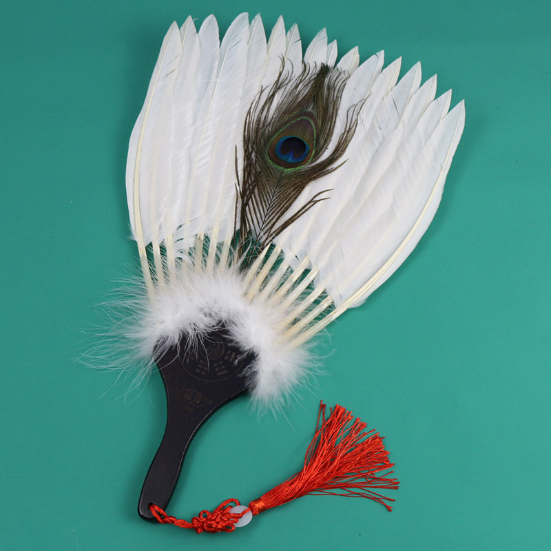 古风白色单层孔明扇复古风工艺扇中国风16根鹅毛扇子诸葛亮羽毛扇,居家日用,扇子,淘宝优惠券,粉丝福利购,淘宝优惠卷