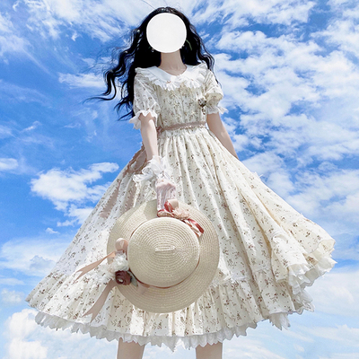 taobao agent Genuine dress, Lolita style, floral print, with short sleeve, Lolita OP