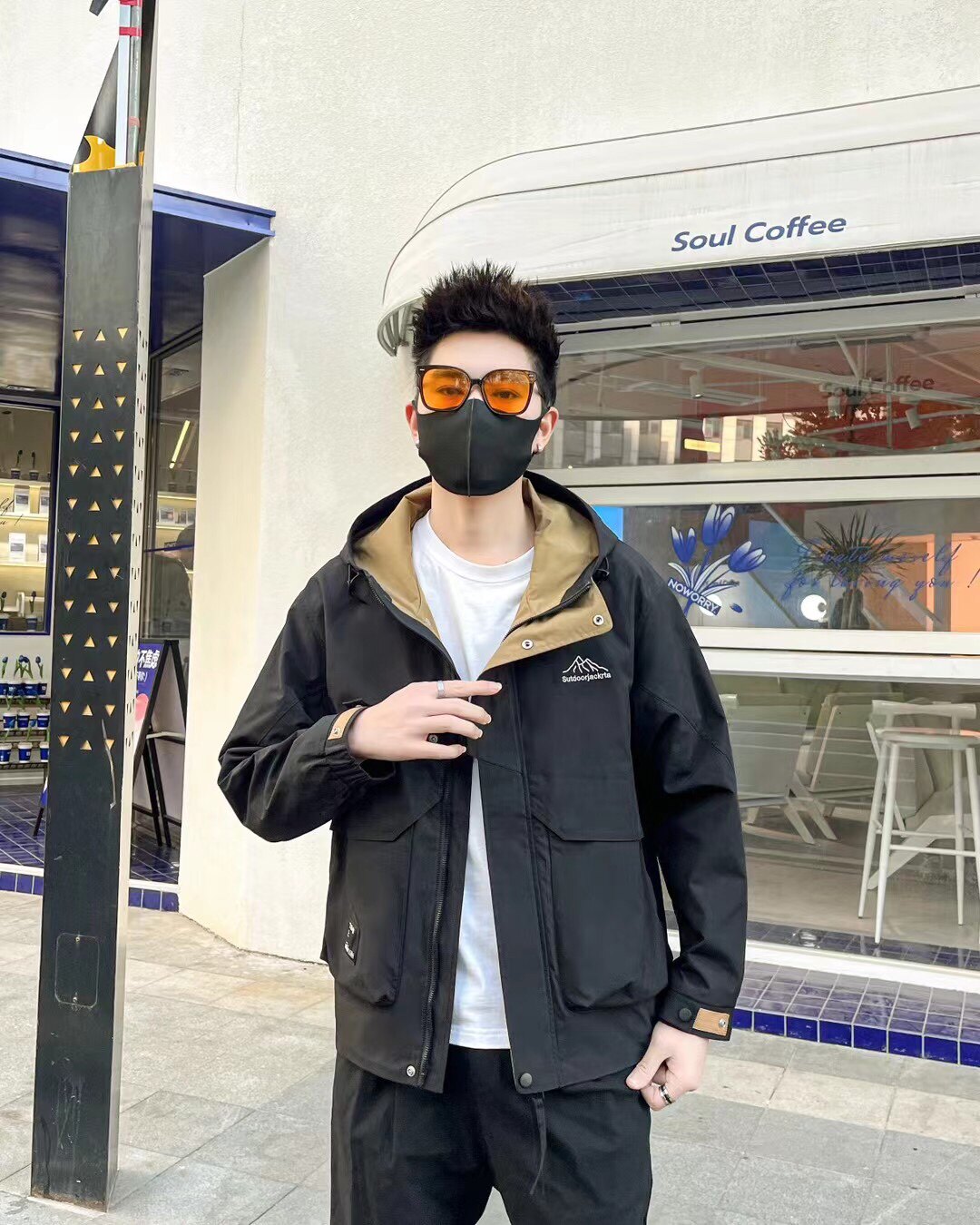 春季男士连帽夹克休闲青年风衣秋冬男装冲锋衣春秋流行外套