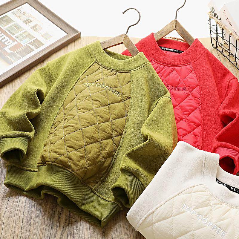 男童夹棉卫衣秋冬季2024新款儿童半高领加绒加厚上衣中大童帅气装